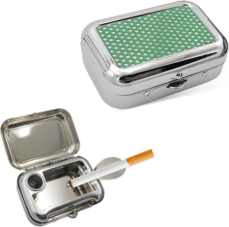 SHMZK Mini Portable Ashtrays, Metal Pocket Dustproof Car Ash Tray with Lid, Compact Square Windproof Car Cigar Ashtrays, Decorative Cigarette Snuffers Ashtray for Car Home Office (Green) - Image 1
